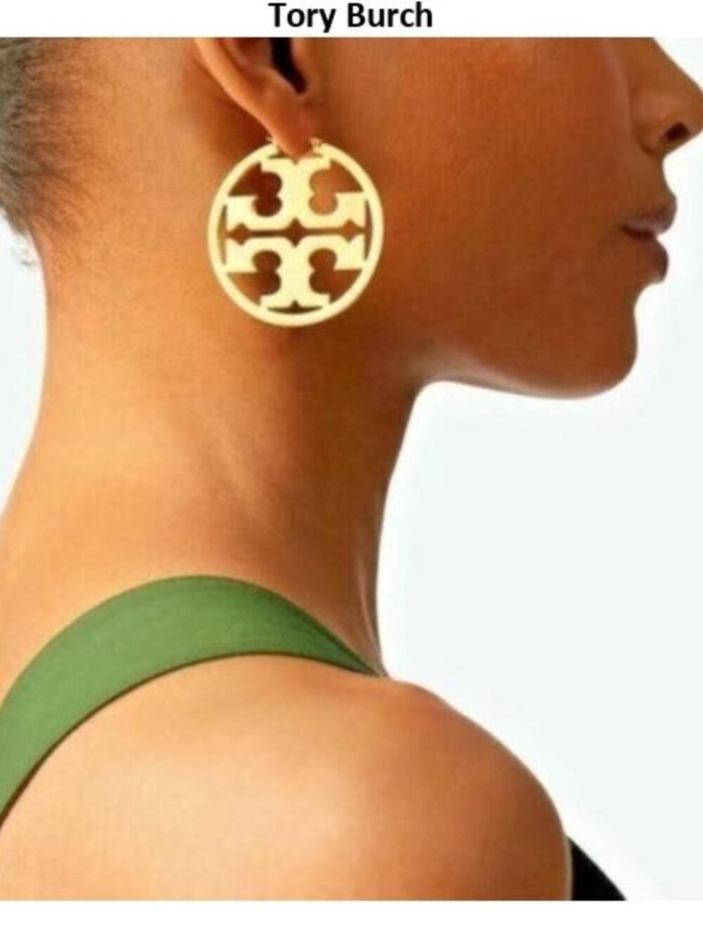 Tory Burch Miller Logo Gold Hoop Earrings